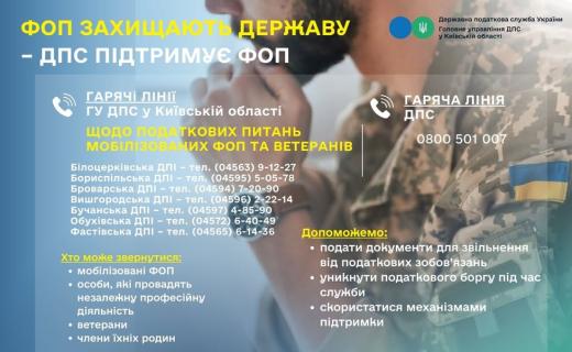 ДПС пропонує збільшити до 180 днів термін подання після демобілізації самозайнятою особою заяви на звільнення від сплати податків