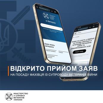 Подання заяв на участь у відборі на посаду фахівця із супроводу ветеранів війни та демобілізованих осіб